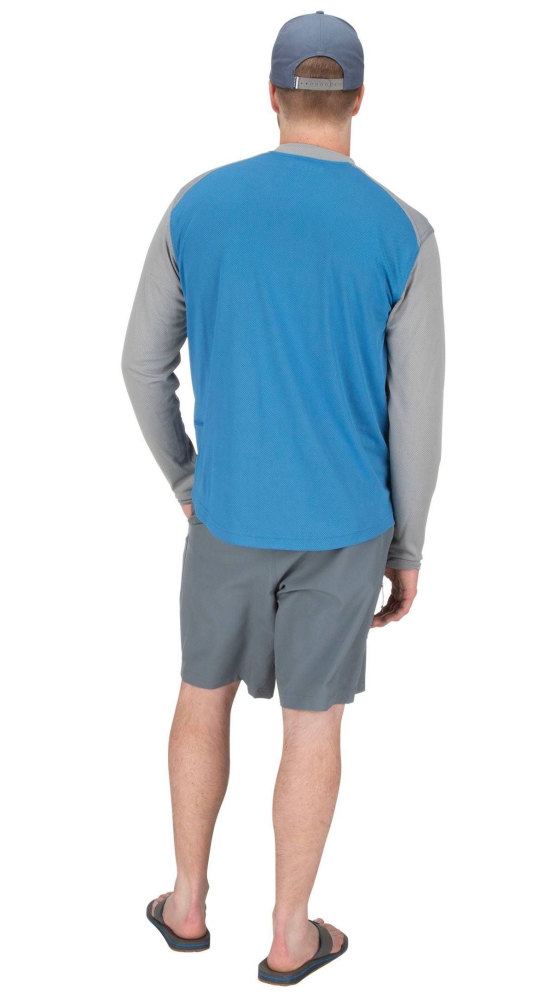 Simms SolarFlex Plus Crew Shirt Pacific Model Back Simms SolarFlex Plus Crew Shirt Pacific Model Back